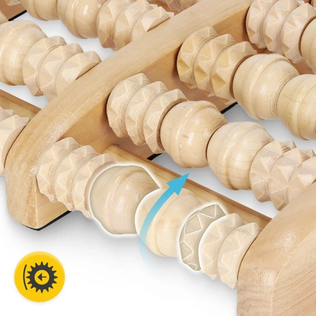 Masajer pentru picioare din lemn cu rolă dublă roller