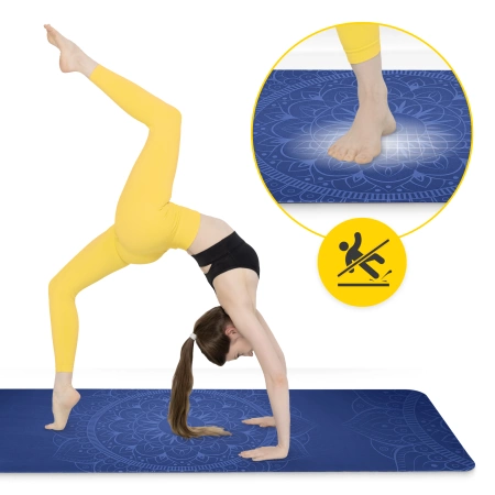 Covor de yoga și exerciții din piele de căprioară, 1,5 mm, albastru