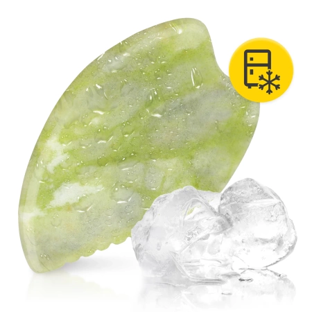 Piatra Gua Sha canelată din jad verde natural