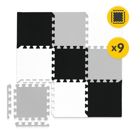 Covor puzzle educațional pentru copii 90 x 90 cm gri