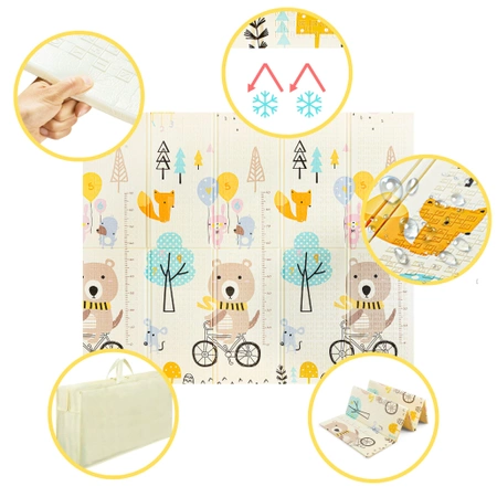 Covoraș educațional pliabil XXL - „URSUL PE BICICLETĂ”