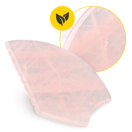 Piatra Gua Sha canelată din cuarț roz natural