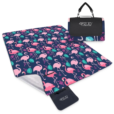 Pătură de picnic pentru plajă cu izolație 200 x 200 cm flamingi