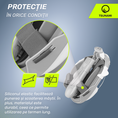 Mască de scufundare pentru copii TSUNAMI SHARK gri