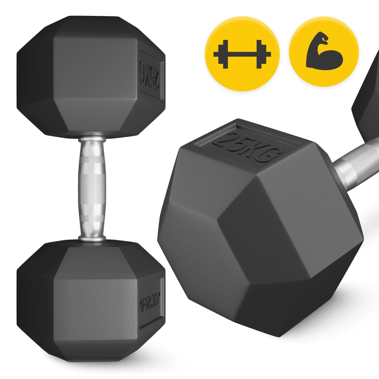 hantle stalo Gantere din oțel HEX de 25 kg (1 bucată)we do ćwiczeń siłowych 