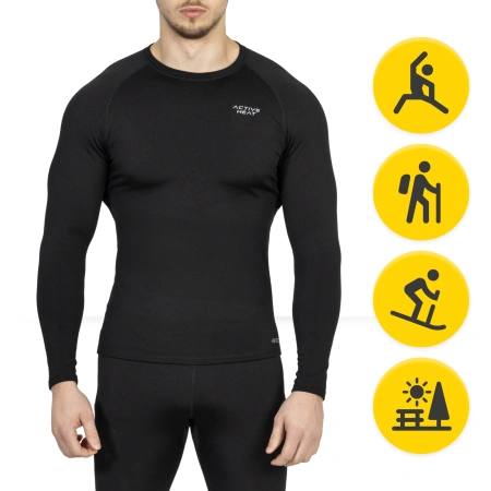 Tricou termic unisex cu mâneci lungi – negru, mărime M