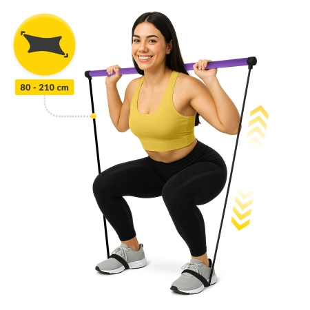 Bară de antrenament pentru pilates cu expandere