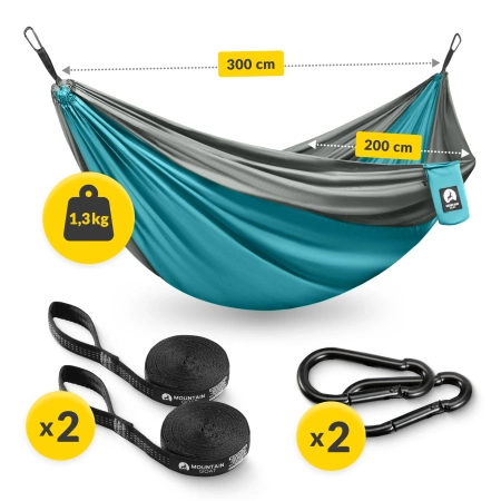 Hamac de călătorie pentru două persoane Mountain Goat gri-turcoaz