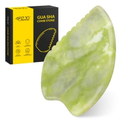 Piatra Gua Sha canelată din jad verde natural