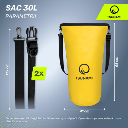 Geantă impermeabilă 30 litriTSUNAMI galben