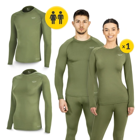 Lenjerie termică unisex - set verde, tricou + pantaloni, mărime M