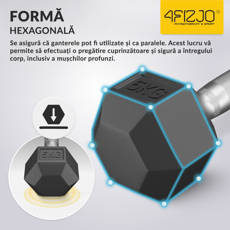 Ganteră din oțel HEX 5 kg (1 Bucată)