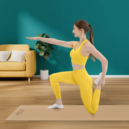 Saltea de exerciții din cauciuc cu suprafața din plută anti-alunecare 4 mm