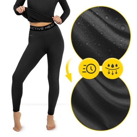 Lenjerie termică unisex – set negru compus dintr-un tricou și pantaloni, mărimea S