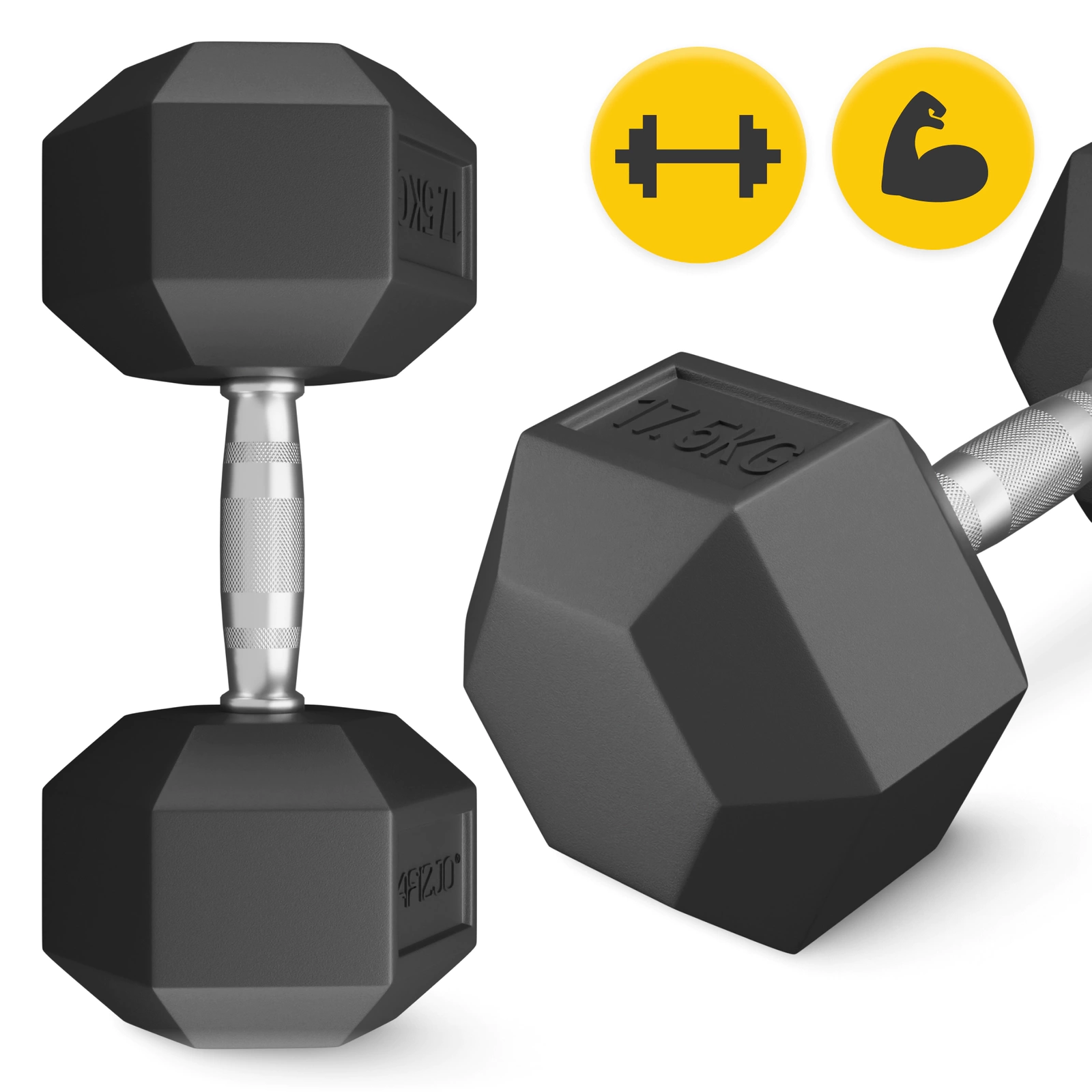 Halteră HEX din Oțel 17,5 kg (1 Bucată)