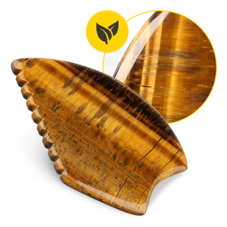 Piatra Gua Sha canelată din cuarț natural Tiger Eye